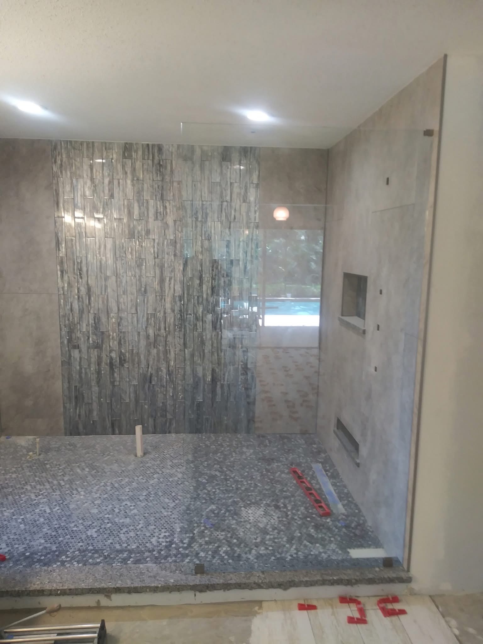 Shower feature wall progress
