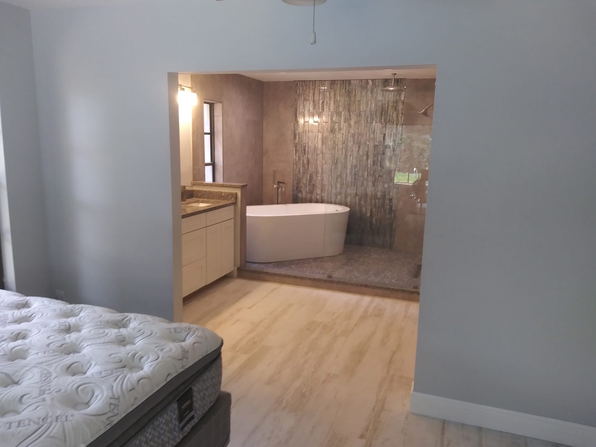 Bedroom view into bath